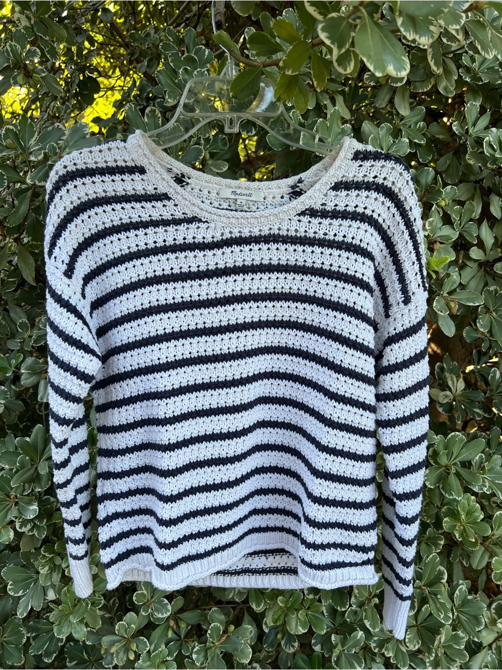 Madewell Striped Open-Stitch Austen Sweater